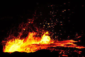 Volcanic eruptions are caused by magma - a mixture of liquid rock, crystals, and dissolved gas