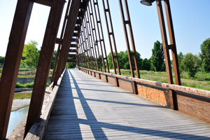 A wooden structure of Scout's bridge
