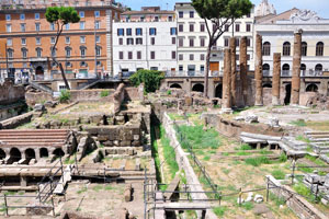 Temple C (on the left) and Temple B (on the right) are in the square of Largo di Torre Argentina