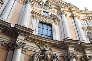 The facade of Santissima Trinita a Via Condotti