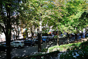 Cars are parked in Raffaello park