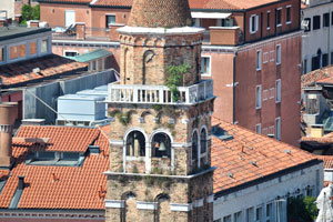 The top part of bell tower of Chiesa di San Moise
