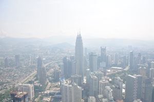 Petronas Towers view from KL Tower open observation deck