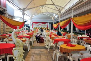 This banquet hall is used for the celebrations, probably for weddings