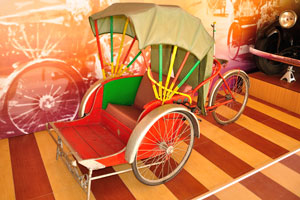 Trishaw on the display of the past transportation in Malaysia