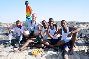 Me and Somali young men on Alanti beach in Berbera