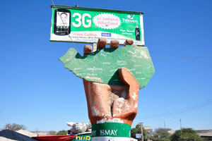 The hand holds a map of the area, this monument symbolizes Somaliland's independence from the rest of Somalia