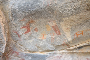 Some of the paintings show the indigenous nomadic people worshipping cows