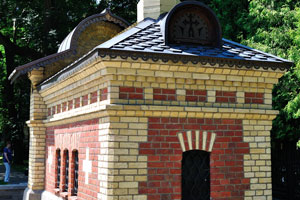 A tiny orthodox chapel is in the Rumyantsev-Paskevich park in the city of Gomel