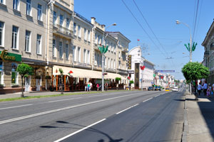 This part of Sovetskaya street is in an area of Sozh hotel