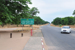 A33 road as seen from the checkpoint near Ngoma Gate