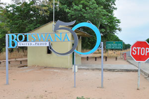 The checkpoint near Ngoma Gate is highlighted with the following inscription: “Botswana 50, United and Proud”