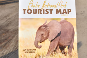 The tourist map of Chobe National Park was bought at Mababe Gate