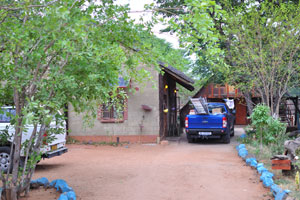 The courtyard of the Elephant Trail guesthouse