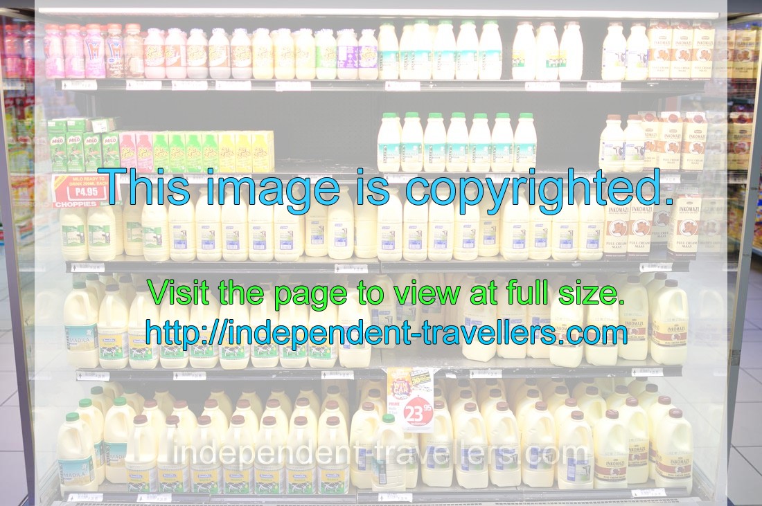 Milk products are for sale in Choppies Supermarket