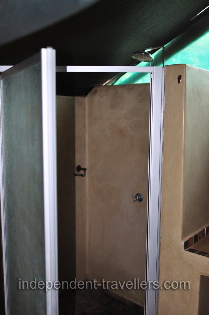 Each safari tented room is equipped with the shower
