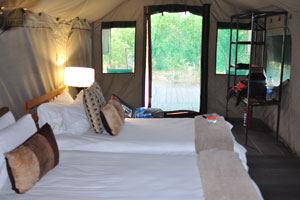 This is the interior of a safari tented room