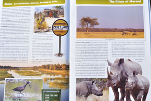 The tourist map: “Maun - Accommodation, Activities, ATMs” (pages 7-8)