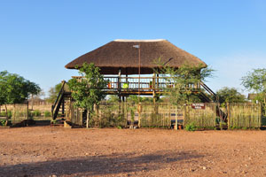 The huge thatched roof gazebo is in Makumutu Lodge & Campsite