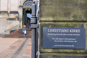 The information plate with the name of the church is at the entrance to Christian's Church