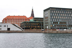 The tower of Christiansborg Palace as seen from Copenhagen's harbour