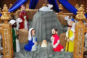 The Church of Our Saviour: a Christmas theme depicts baby Jesus, Mary and Joseph