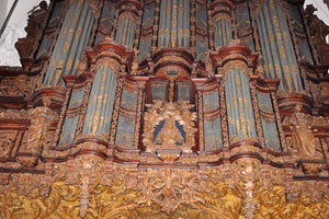 The organ of the Church of Our Saviour is depicted in detail