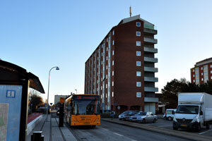 A bus #130 is at Brøndbyøster St. bus stop