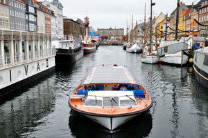 Nyhavn waterfront is lined by brightly coloured 17th and early 18th century townhouses