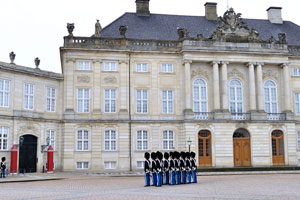 Royal guards are at the entrance to Christian VII's Palace