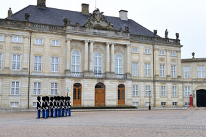 Royal guards are at the entrance to Moltke's Palace