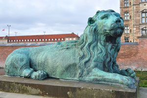 This is the one of the two Resting Lions statues of Rosenborg Castle