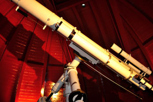 A telescope is mounted in the Round Tower's public observatory
