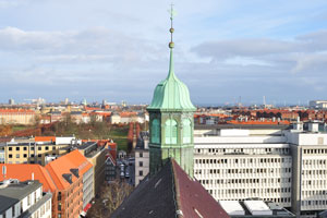 The dome of the Trinitatis Church as seen from the Round Tower