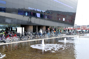 The fountain is beside the Royal Library
