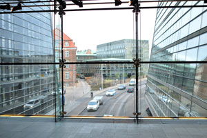 This is a view from the skywalk of the Royal Library in the north-eastern direction