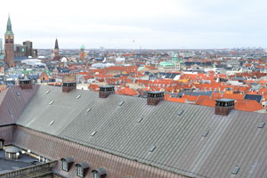 The tower of Palace Hotel as seen from the Christiansborg Castle tower