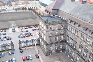The parking place of the Christiansborg Castle as seen from the Christiansborg Castle tower