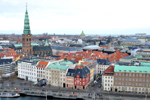 Frederik's Church, popularly known as the Marble Church, as seen from the Christiansborg Castle tower