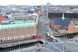 The Holmens Bro bridge as seen from the Christiansborg Castle tower