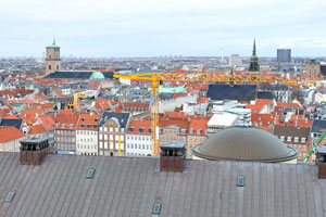 The Church of Our Lady “Vor Frue Kirke” as seen from the Christiansborg Castle tower