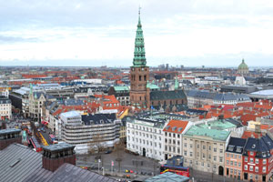 The tower of the former church of St. Nicholas as seen from the Christiansborg Castle tower