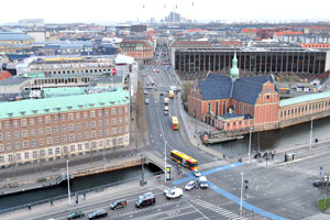 Holmens Kanal street as seen from the Christiansborg Castle tower