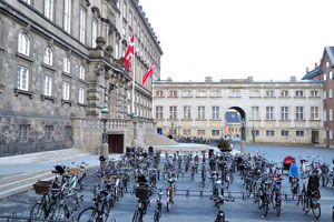 The bicycle parking is beside the Danish Parliament
