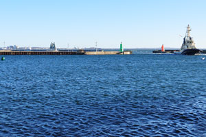 A vessel is floating in the Øresund strait