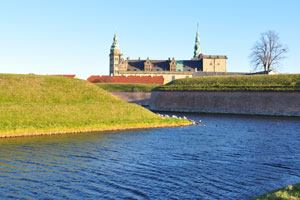 A long natural moat surrounds Kronborg castle