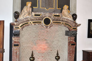 There is the vintage fireplace in the Royal chambers of Kronborg castle
