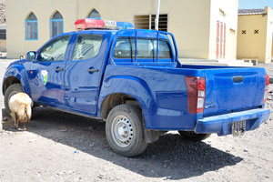 Police car at the border between Djibouti and Ethiopia