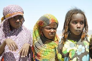 Faces and clothes of the Afar little girls