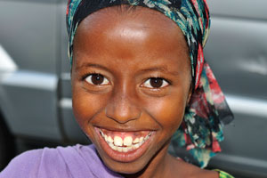 Cute little girl in the Djibouti city